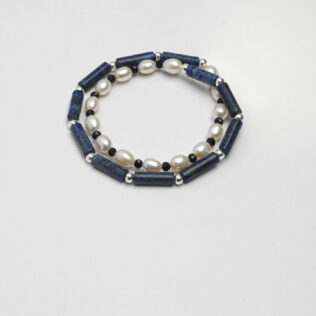 SANSUN Lapis Lazuli Black Tourmaline Double Strand Bracelet - Protection & Lunar Energy