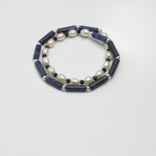 SANSUN Lapis Lazuli Black Tourmaline Double Strand Bracelet - Protection & Lunar Energy