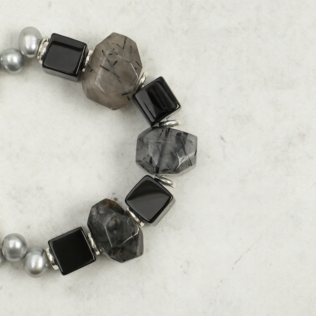SANSUN Black Hair Crystal Onyx Bracelet - Manifestation & Grounding Shadow Work
