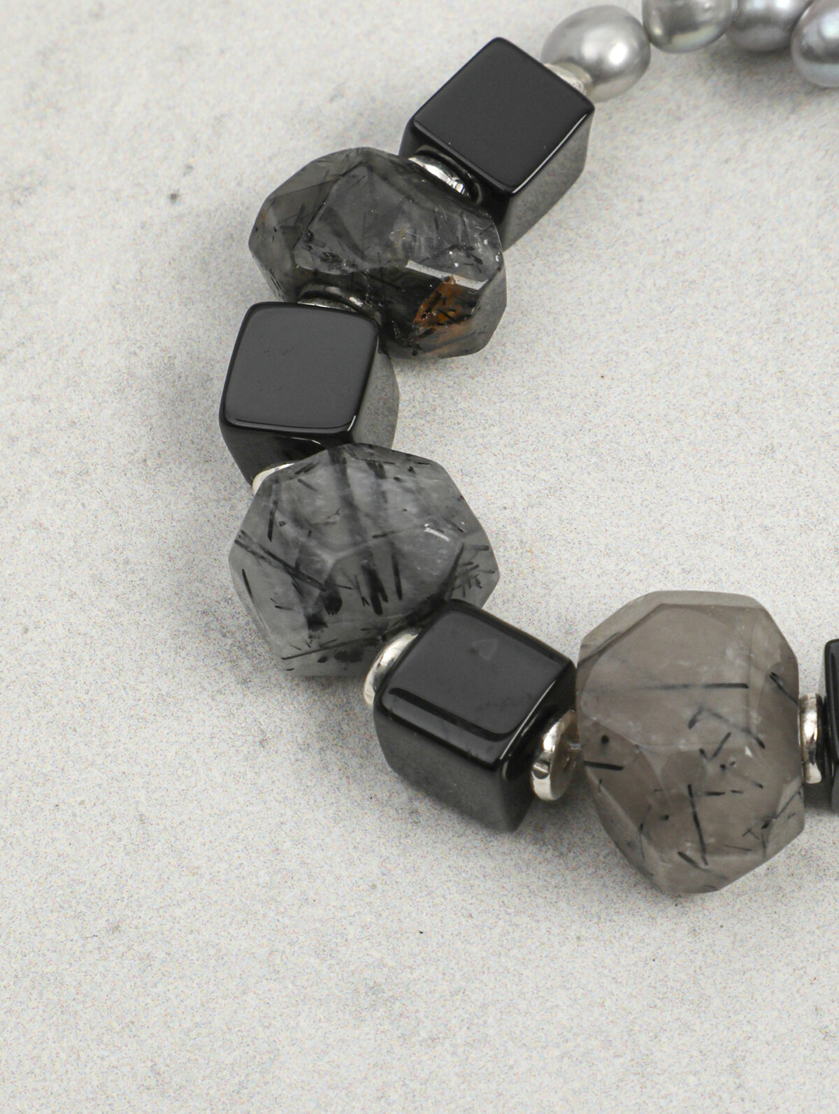 SANSUN Black Hair Crystal Onyx Bracelet - Manifestation & Grounding Shadow Work