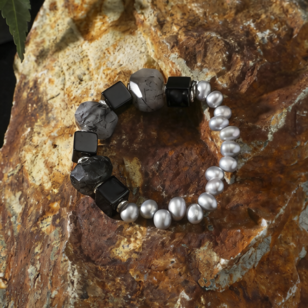 SANSUN Black Hair Crystal Onyx Bracelet - Manifestation & Grounding Shadow Work