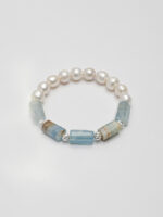 SANSUN Blue Lace Agate Rice Pearl Bracelet - Public Speaking Anxiety & Throat Chakra
