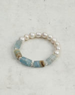 SANSUN Blue Lace Agate Rice Pearl Bracelet - Public Speaking Anxiety & Throat Chakra - Image 5