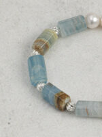 SANSUN Blue Lace Agate Rice Pearl Bracelet - Public Speaking Anxiety & Throat Chakra - Image 6