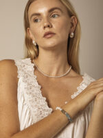 SANSUN Blue Lace Agate Rice Pearl Bracelet - Public Speaking Anxiety & Throat Chakra - Image 3