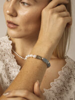 SANSUN Blue Lace Agate Rice Pearl Bracelet - Public Speaking Anxiety & Throat Chakra - Image 4