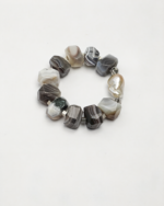 SANSUN Baroque Pearl Persian Agate Antique Silver Bracelet - Unique High End Designer