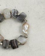 SANSUN Baroque Pearl Persian Agate Antique Silver Bracelet - Unique High End Designer - Image 7