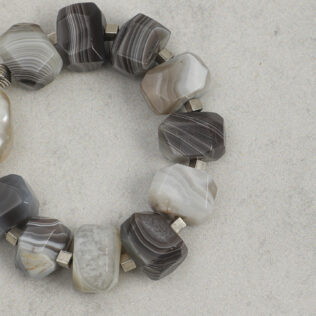 SANSUN Baroque Pearl Persian Agate Antique Silver Bracelet - Unique High End Designer