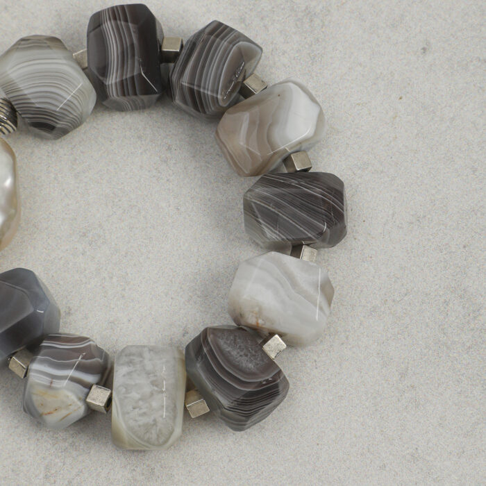 SANSUN Baroque Pearl Persian Agate Antique Silver Bracelet - Unique High End Designer - Image 6