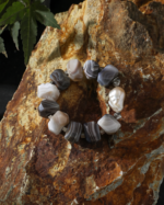 SANSUN Baroque Pearl Persian Agate Antique Silver Bracelet - Unique High End Designer - Image 2