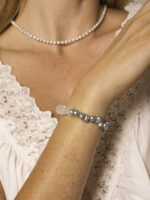 SANSUN Clear Quartz Twisted Bead Grey Pearl Bracelet - Meditation Clarity & Ethereal Energy - Image 4