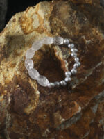 SANSUN Clear Quartz Twisted Bead Grey Pearl Bracelet - Meditation Clarity & Ethereal Energy - Image 2