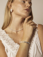 SANSUN Clear Quartz Twisted Bead Grey Pearl Bracelet - Meditation Clarity & Ethereal Energy - Image 3