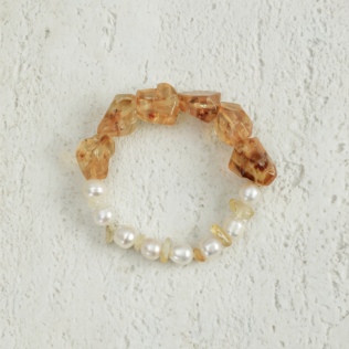 SANSUN Citrine Freshwater Pearl Bracelet - Wealth Abundance & Daily Optimism