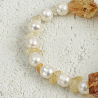 SANSUN Citrine Freshwater Pearl Bracelet - Wealth Abundance & Daily Optimism
