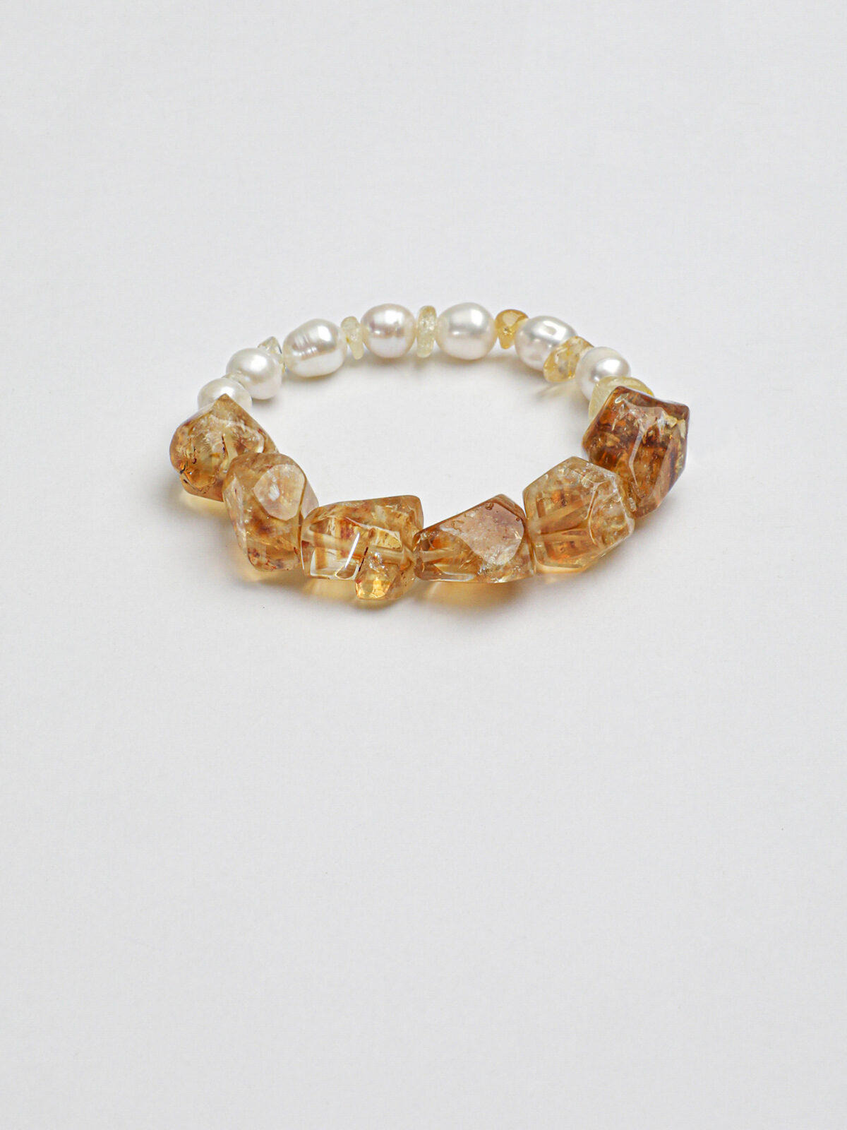 SANSUN Citrine Freshwater Pearl Bracelet - Wealth Abundance & Daily Optimism