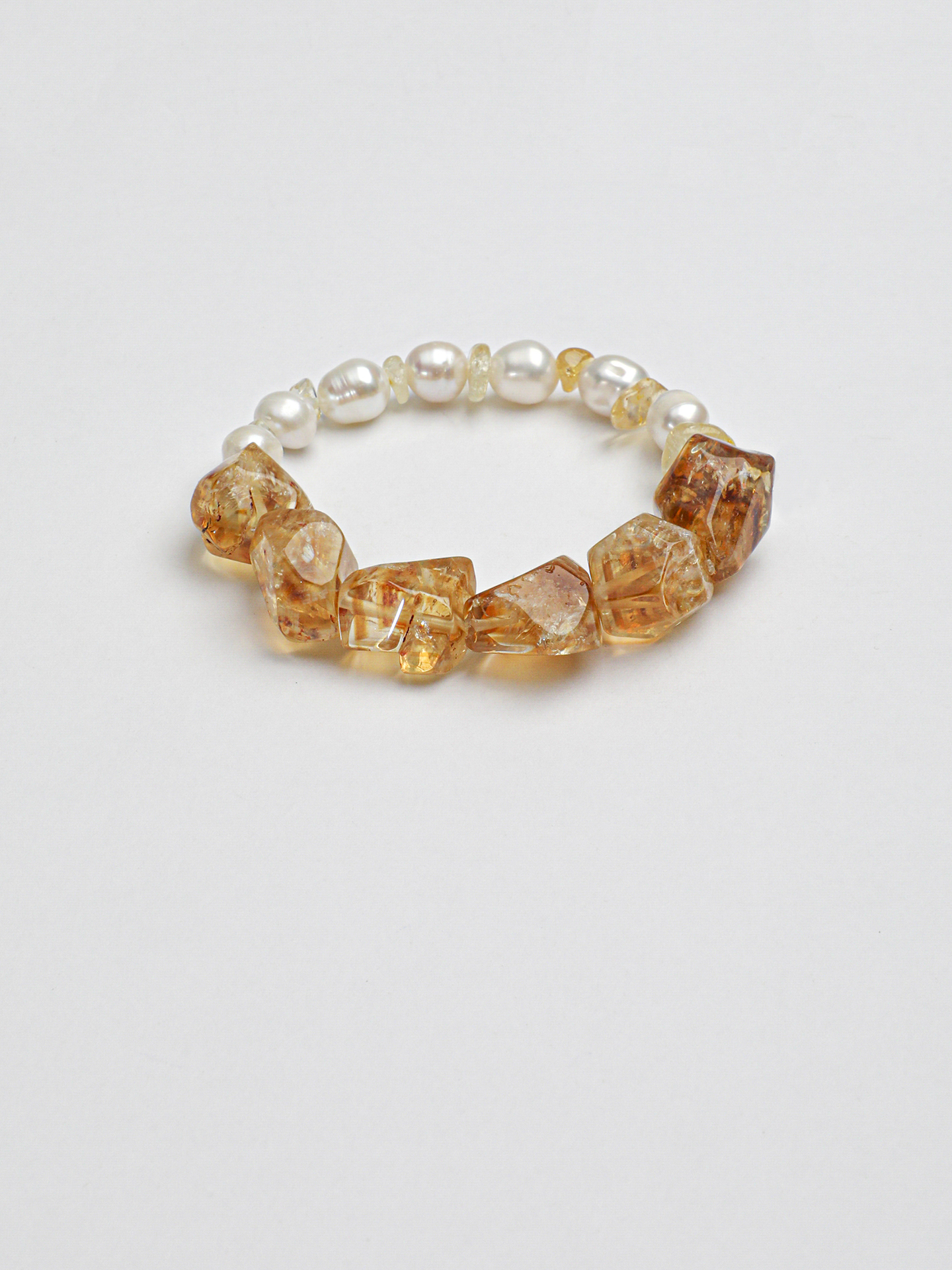 PS2508063-4 SANSUN Citrine Freshwater Pearl Bracelet - Wealth Abundance & Daily Optimism - Image 1