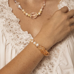 SANSUN Citrine Freshwater Pearl Bracelet - Wealth Abundance & Daily Optimism