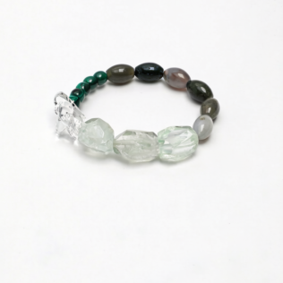 SANSUN Green Quartz Malachite Rice Pearl Bracelet - Heart Chakra Wood Element Growth