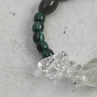 SANSUN Green Quartz Malachite Rice Pearl Bracelet - Heart Chakra Wood Element Growth