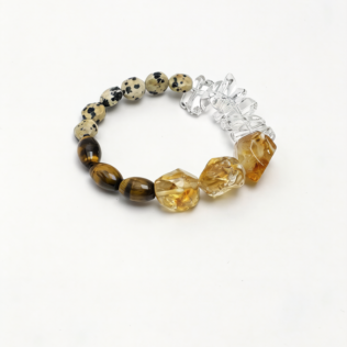 SANSUN Citrine Tiger Eye Spotted Stone Bracelet - Earth Element Stability & Grounding