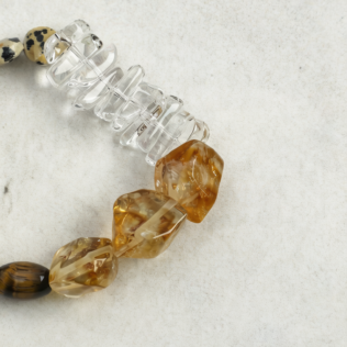 SANSUN Citrine Tiger Eye Spotted Stone Bracelet - Earth Element Stability & Grounding