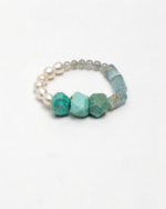 SANSUN Amazonite Moonstone Blue Lace Agate Bracelet - Water Element Emotional Release & Intuition