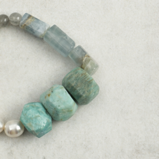 SANSUN Amazonite Moonstone Blue Lace Agate Bracelet - Water Element Emotional Release & Intuition