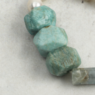 SANSUN Amazonite Moonstone Blue Lace Agate Bracelet - Water Element Emotional Release & Intuition