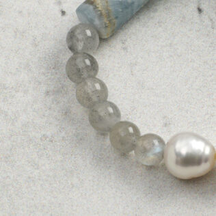 SANSUN Amazonite Moonstone Blue Lace Agate Bracelet - Water Element Emotional Release & Intuition