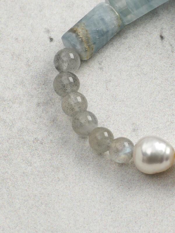 SANSUN Amazonite Moonstone Blue Lace Agate Bracelet - Water Element Emotional Release & Intuition