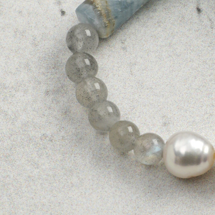 SANSUN Amazonite Moonstone Blue Lace Agate Bracelet - Water Element Emotional Release & Intuition - Image 5