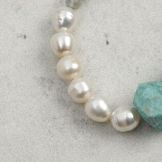 SANSUN Amazonite Moonstone Blue Lace Agate Bracelet - Water Element Emotional Release & Intuition