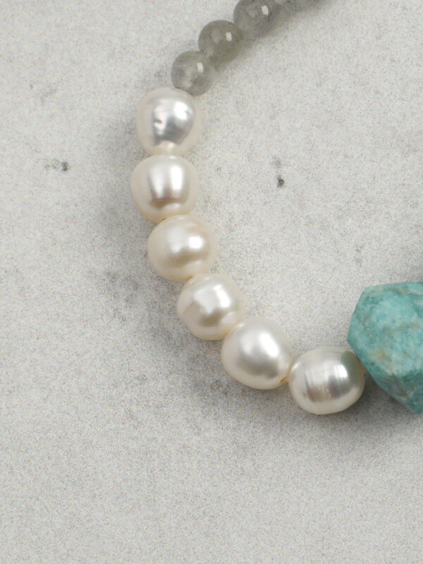 SANSUN Amazonite Moonstone Blue Lace Agate Bracelet - Water Element Emotional Release & Intuition