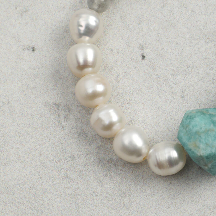 SANSUN Amazonite Moonstone Blue Lace Agate Bracelet - Water Element Emotional Release & Intuition - Image 6