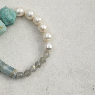 SANSUN Amazonite Moonstone Blue Lace Agate Bracelet - Water Element Emotional Release & Intuition