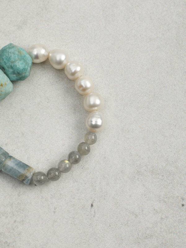 SANSUN Amazonite Moonstone Blue Lace Agate Bracelet - Water Element Emotional Release & Intuition