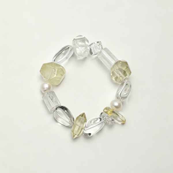 SANSUN Citrine Clear Quartz Bracelet - Wealth Clarity & Manifestation