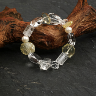 SANSUN Citrine Clear Quartz Bracelet - Wealth Clarity & Manifestation