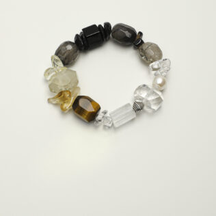SANSUN Tiger Eye Citrine Black Tourmaline Bracelet - Grounding Abundance & Protection
