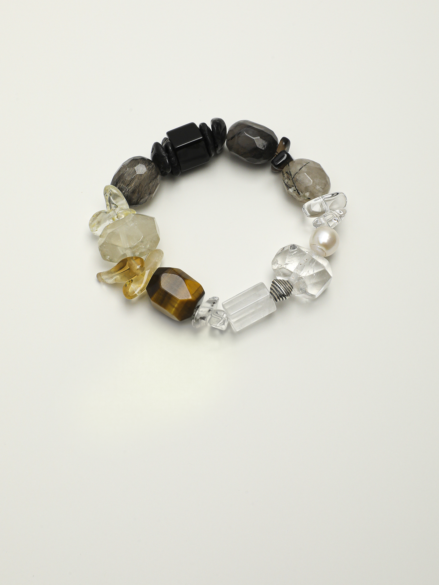 PS2508159-1 SANSUN Tiger Eye Citrine Black Tourmaline Bracelet - Grounding Abundance & Protection - Image 1