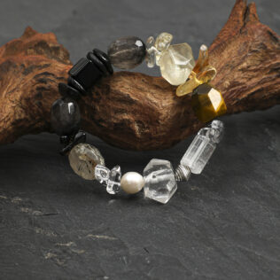 SANSUN Tiger Eye Citrine Black Tourmaline Bracelet - Grounding Abundance & Protection
