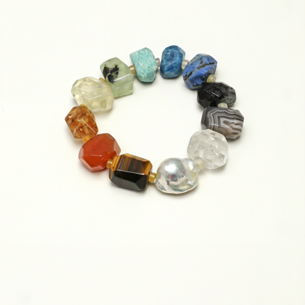 SANSUN Rainbow Crystal Freeform Bracelet - Joy Clarity & Multi-Stone Healing