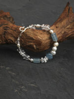 SANSUN Blue Lace Agate Crushed Quartz Engravable Bracelet - Public Speaking Anxiety Relief - Image 2