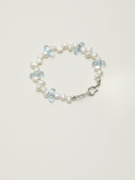 SANSUN Blue Topaz Baroque Pearl Engravable Bracelet - Honest Communication & Courage