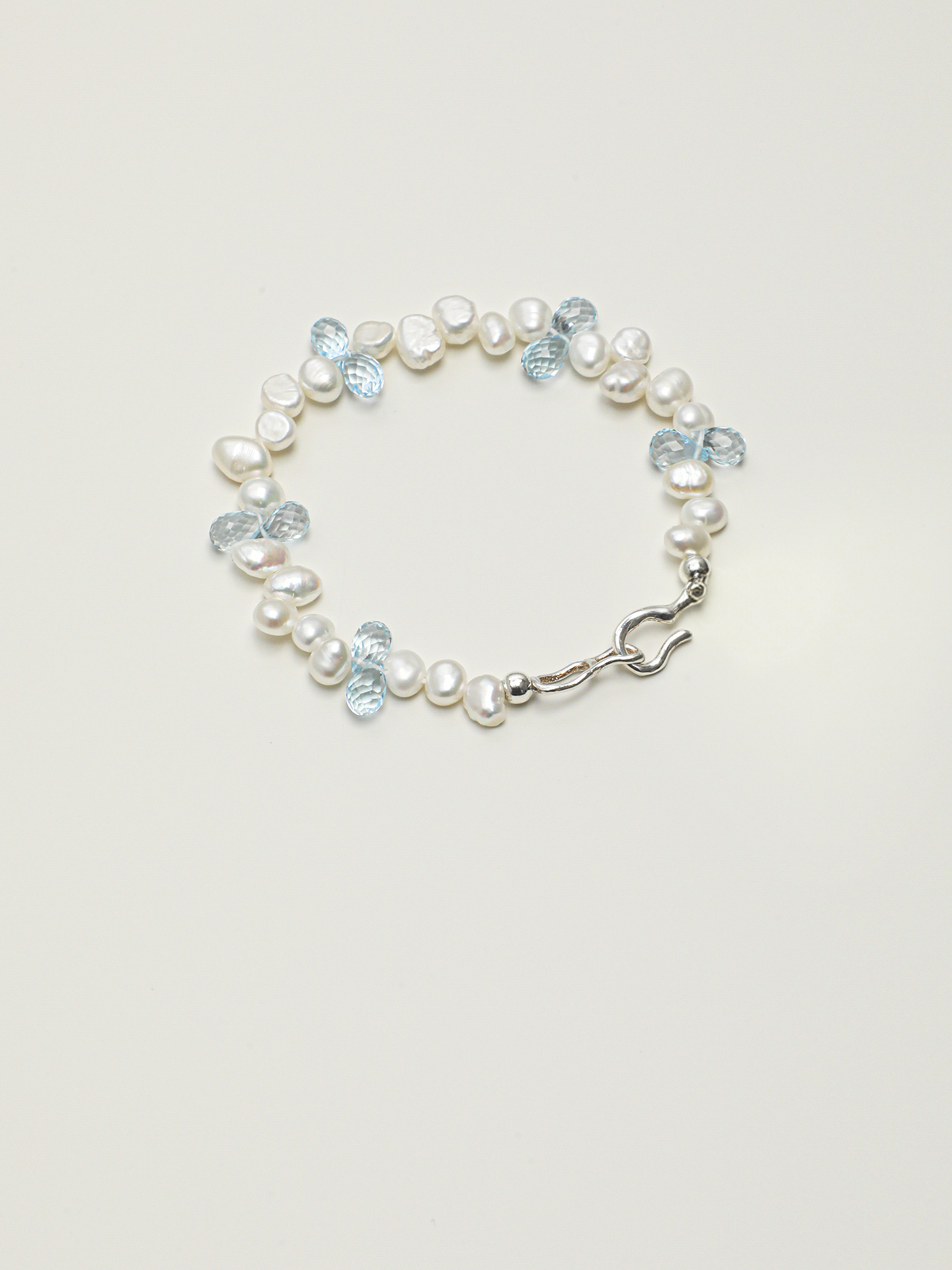 PS2508273-1 SANSUN Blue Topaz Baroque Pearl Engravable Bracelet - Honest Communication & Courage - Image 1