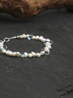 SANSUN Blue Topaz Baroque Pearl Engravable Bracelet - Honest Communication & Courage - Image 3