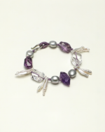 SANSUN Amethyst Clear Quartz Pearl Bracelet - Spiritual Protection & Stress Relief