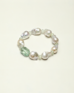 SANSUN Green Fluorite Prehnite Pearl Bracelet - Heart Chakra & Emotional Healing